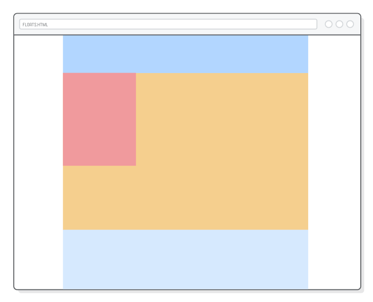 Web page with colored boxes centered in the browser
